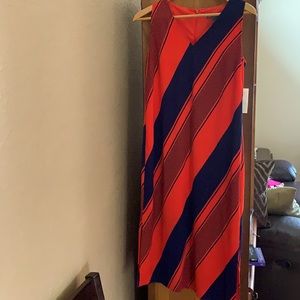 Ladies blue and red tea length dress - new with tags.